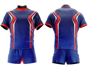 Ensembles d'uniformes de rugby en polyester imprimés par transfert thermique, personnalisés, confortables et respirants, grandes tailles, collection 2026, vente en gros, Front League - Product Image 2