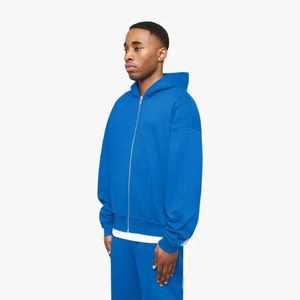 Sudadera con Capucha Azul para Hombre, Corte Holgado, Color Sólido, Tejido de Punto, 100% Algodón, Antiarrugas, Estilo Urbano, 420 Gramos, Casual - Product Image 6