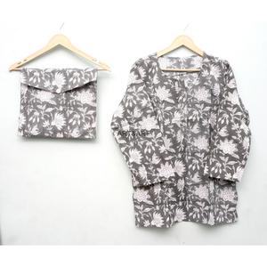 Conjunto de Pijama de Algodón 100% con Estampado Floral al por Mayor, Manga Larga, Ropa de Estar por Casa, Ropa de Dormir de Verano, Cintura Elástica de Talle Alto - Product Image 2