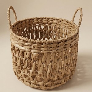 Natural Water Hyacinth <b>Basket</b> Home Decor Organization Woven Storage <b>Basket</b> with Handle Made by King Craft Viet - Product Image 1