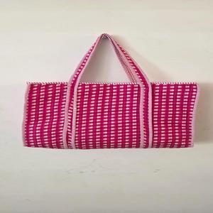 Quilted Cotton Geometric Pattern Tote Bag with Zipper Closure Shopping & Travel Bag - Product Image 1