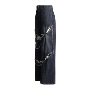 OEM <b>Vintage</b> Wide Leg Women <b>Jeans</b> Pants High Rise Denim Trousers Wholesale High Rise <b>Flare</b> Women <b>Jeans</b> Pants Elastic Denim - Product Image 4