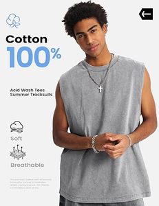 ชุดเซ็ตเสื้อกล้ามและกางเกงขาสั้นผู้ชายพรีเมียม ล้างสีแบบแอซิดวอช ผลิตจากโพลีเอสเตอร์ 100% ป้องกันแบคทีเรีย ระบายอากาศได้ดี รับผลิตตามแบบ OEM ODM สำหรับฤดูร้อน - Product Image 4