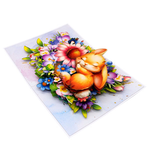 การ์ดป๊อปอัพ 3 มิติรูปกระต่ายนอนหลับ งานฝีมือกระดาษลายสัตว์สุดฮิต การ์ดอวยพรวันแม่ ขายส่งฮานอย - Product Image 3