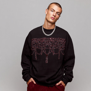 OEM Rhinestone Winter Sweatshirts <b>Men</b> Street Autumn Rhinestone Sweat Shirts <b>Men's</b> Casual Wear <b>Studded</b> Crew Neck Sweatshirt - Product Image 4