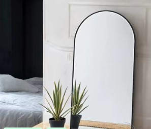 <b>Arched</b> <b>Full</b> <b>Length</b> <b>Mirror</b> Industrial Black Metal Frame Modern Eco-Friendly Personal Beauty Care Floor Standing Bedroom Decor - Product Image 2