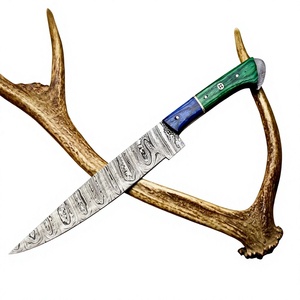 Cuchillo de Chef de Acero de Damasco Forjado a Mano de Grado Industrial BA ENTERPRISES |   Cuchilla con Patrón de Espiral y Punta Curva, Longitud Total de 13 Pulgadas, 0.45 mm - Product Image 1