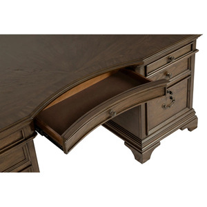 Hartshill executive <b>desk</b> crafted from mahogany with a grey finish and featuring seven drawers is suitable for a workspace. - Product Image 4