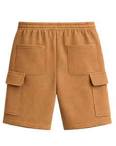 Pantalones Cortos Cargo para Hombre Color Camel, Cintura Elástica con Cordón, Estilo Casual Urbano, Múltiples Bolsillos, Pantalones Cortos de Verano, Logotipo Personalizado, Fabricante OEM - Product Image 5