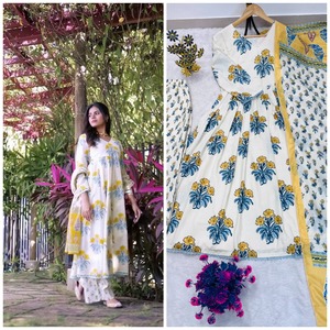 Tenues Salwar Maslin indiennes et pakistanaises de créateurs, avec broderies multicolores et Kurti blanc, pour fêtes, mariages, tenues décontractées, boutique de vêtements Salwar. - Product Image 3