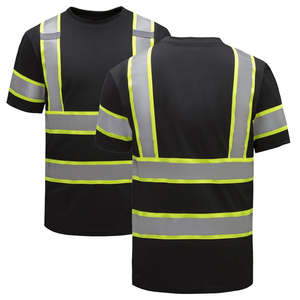 Custom High Visibility Reflective Cotton Silk Screen Printed Safety T-Shirt Short <b>Sleeve</b> Workwear Uniform Pocket Tee Men's - Product Image 1