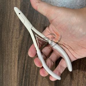 Pinzas Profesionales para Extensiones de Cabello de Acero Inoxidable con Recubrimiento en Polvo Beige, 1 Orificio, Mango de Agarre para Extensiones de Cabello Humano, Orificio de 3 mm - Product Image 2