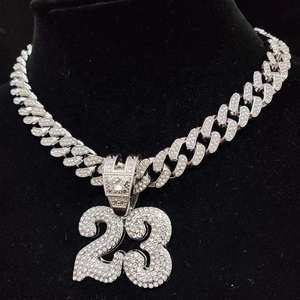 Luxury <b>Iced</b> <b>Out</b> Number 23 Pendant Necklace 925 Sterling Silver Moissanite Cuban Link <b>Chain</b> Hip Hop Diamond Necklace for Men - Product Image 4