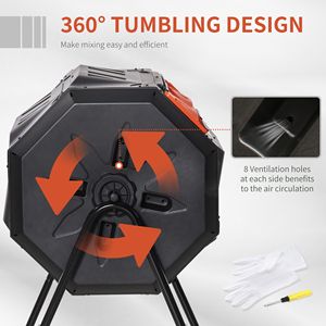 Compostiera Rotante da Esterno a Doppia Camera da 165 Litri, Aratore per Compost a 360 Gradi, Compostiera Rotante a Doppia Camera - Product Image 5