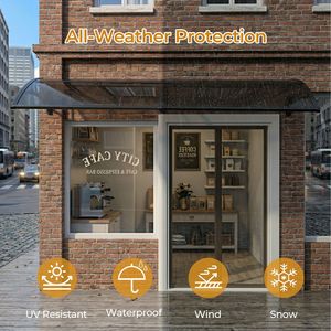 Tettoia per Finestra 40x80 Pollici, Protezione UV Esterna, Drenaggio Pioggia e Neve, Illuminazione LED per Ingresso Casa Residenziale - Product Image 5