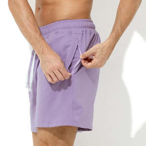 Pantalones Cortos Deportivos de Pana 100% Poliéster de Alta Calidad para Hombre, Ecológicos, Transpirables, Teñidos Lisos, con Logotipo Personalizado, Cintura Media, Casuales - Product Image 2