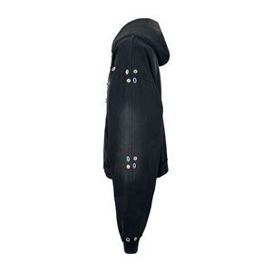 Sudadera con Capucha Negra Personalizada para Hombre, Estilo Urbano, con Diseño de Puntos de Diamantes de Imitación, Tejido de Felpa Francesa, para Otoño, Mayorista OEM - Product Image 3
