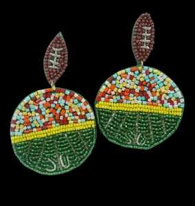Boucles d'oreilles pendantes perlées colorées pour femmes, style ethnique, avec lettre SU, vert, jaune, orange, bijoux tendance - Product Image 2