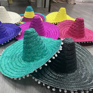 Sombreros de Paja Mexicanos Más Vendidos / Sombrero de Playa de Hoja de Palma Natural para Fiestas, Bodas, Ciclismo, Accesorios de Vestimenta, Regalo de Verano - Product Image 1