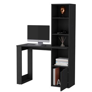 Scrivania per Computer Peterson Nera con Libreria a 4 Ripiani e Armadietto a 1 Porta, Arredamento Perfetto per l'Ufficio Domestico - Product Image 6
