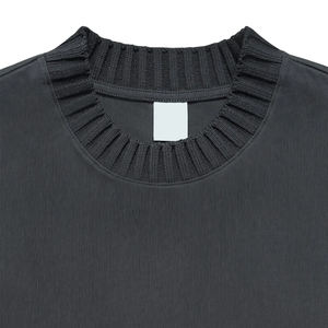 Camiseta OEM ODM con cuello de suéter y patchwork, estilo cuello simulado de 300 g/m², alta calidad, 100% algodón, personalizada con serigrafía e impresión 3D para universidades. - Product Image 6