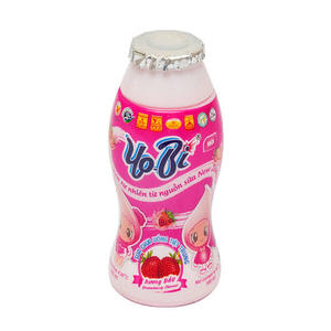 Boisson aromatisée à la fraise YoBi, bouteille de 330 ml, emballage rose, boisson gazeuse réfrigérée - Product Image 1