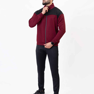 Survêtements pour hommes, coupe ajustée décontractée, col montant uni, fermeture éclair, ensemble de survêtement 2 pièces, vêtements de sport, design personnalisé, ensembles avec logo - Product Image 2