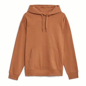 Sudadera con Capucha Marrón para Hombre, Corte Regular, Estilo Casual, Tejido de Felpa, Color Sólido, Bolsillo Delantero, Ropa de Otoño - Product Image 4