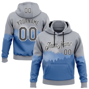 เสื้อฮู้ดดี้แบบสวมหัวสำหรับเล่นกีฬา ลายวิวทิวทัศน์ธรรมชาติ 3 มิติ สีเทา-ฟ้าขาว ผลิตโดย OMMIZ INDUSTRY รับผลิตตามสั่ง ขายส่ง - Product Image 1