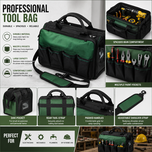 Heavy Duty Tool Bag with Shoulder Strap | Multi Pocket Professional Electrician & Mechanic Tool Storage Bag | Large Capacity - Product Image 2