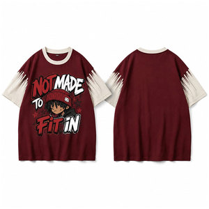 Camisetas de Hombre al por Mayor de Alta Calidad, 100% Algodón, Impresión DTG, Diseño Hip Hop, Hombros Caídos, Estilo Vintage Lavado al Ácido - Product Image 1