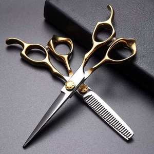 Ciseaux de coiffure professionnels IKZARSA en acier 440C avec manche doré, ciseaux à effiler pour droitiers, lame tranchante, réutilisables pour salon - Product Image 5