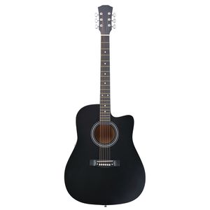 Chitarra Acustica Nera Opaca da 41 Pollici con Corde, Capotasto, Capotasto a Barilotto Dreadnought, Accordatore, Chiave per Accordatura, Borsa per il Trasporto Inclusa - Product Image 1