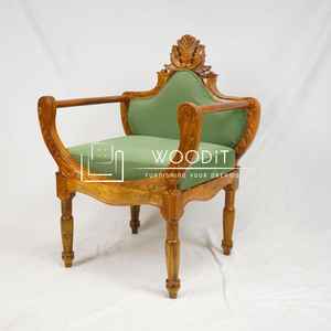 Silla de Salón y Dormitorio de Lujo Moderna 2026, Tallada a Mano, 100% Madera Sólida, con Respaldo y Asiento de Terciopelo, para Hogar y Hotel - Product Image 4