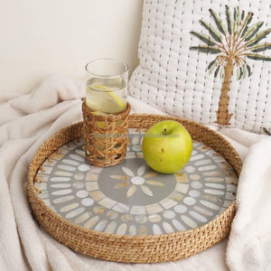 Juego de bandejas de bastón hechas a mano de lujo con Incrustaciones de nácar brillante postre decorativo y bandejas de frutas secas para regalos de boda - Product Image 2