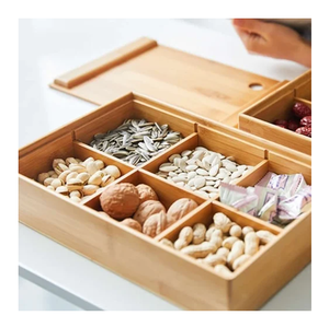 Mejor organizador de mesa, caja de madera para frutos secos en forma redonda de 30 cm y cuadrada de 28 cm con compartimentos divididos - Product Image 4