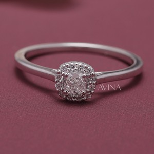 IGI Certified Cushion Cut Diamond Halo Solitaire <b>Ring</b> in 9KT Yellow / Rose & White Gold - Product Image 1