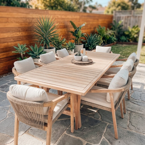 Meubles de jardin, mobilier d'extérieur, ensemble de salle à manger, chaises de patio, table, aluminium, rotin, bois, tissu personnalisé, meubles de projet OEM/ODM - Product Image 4