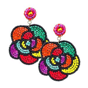 Pendientes y joyería para las orejas de la mejor calidad, con diseño de manzana, en colores rojo y rosa, hechos a mano con cuentas bordadas, para niñas, de la India. - Product Image 5