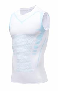 Camiseta sin mangas de poliéster tejida con cuello redondo para hombre, deportiva, moldeadora, de secado rápido - Product Image 4