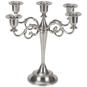3-Arm Silver Metal <b>Candelabra</b> Elegant Taper Candle Holder For Weddings & Home Decor Classic Decorative Dining Table Centerpiece - Product Image 2