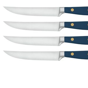 Premium 4 Piece Steak <b>Knives</b> <b>Set</b> with <b>Sharp</b> Stainless Steel Curved Blades and Black Triple Rivet Handles for Restaurant Dining - Product Image 5