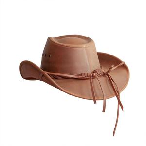 Chapeau de cowboy en cuir véritable de qualité supérieure, à large bord, style western ranch outback, avec bande tressée et sangle de mentonnière, taille personnalisée - Product Image 6