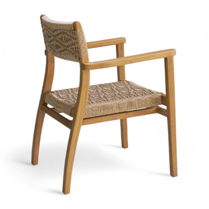 Chaise de jardin en teck tressé, fauteuil de salle à manger d'extérieur, siège en rotin naturel, mobilier de loisirs pour patio - Product Image 4