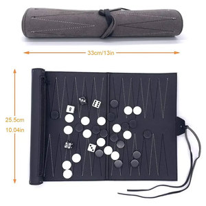 Boîte à échecs pliable en cuir noir de qualité supérieure avec boucle, étui de rangement portable pour fêtes en intérieur - Product Image 5