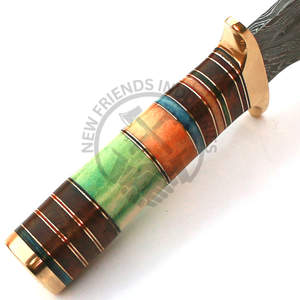 Nueva Edición de Marca, Cuchillo Bowie Personalizable de Acero de Damasco de 12 Pulgadas, Cuchillo de Caza de Hoja Fija, Cuchillo de Supervivencia con Mango de Hueso de Camello de Color - Product Image 5