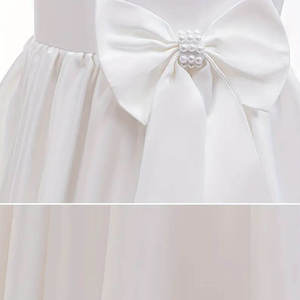 Robe de bal en satin et tulle à manches bouffantes blanches pour filles de 2 à 12 ans, idéale pour mariage et fêtes, nouvelle collection de haute qualité, robe de demoiselle d'honneur en gros - Product Image 4