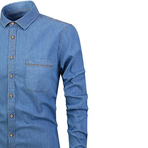 Camisa de Mezclilla de Manga Larga Informal Personalizada Hecha en Fábrica, Precios al por Mayor, Camisa de Mezclilla de Algodón Moderna de Talla Grande - Product Image 4