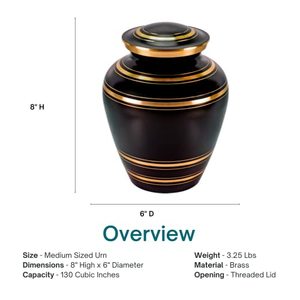 Luxury Inspired Brass Adult Funeral Ashes Urn Cremation <b>Memorial</b> <b>Keepsake</b> Holder Crafted With Refined Fine Detailing - Product Image 3