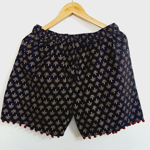Shorts cargo bohèmes pour femmes, taille haute, 100% coton, avec bordure en dentelle, séchage rapide et taille élastique, shorts décontractés - Product Image 2